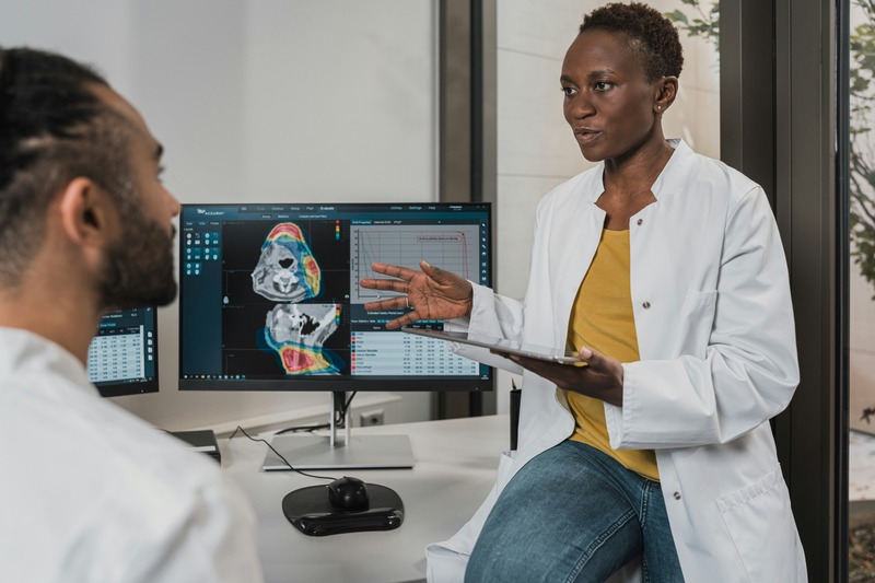 Female doctor explaining scan results